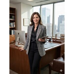 St. John Collection Knit Blazer Jacket Gray Black Women’s Size 4 USA